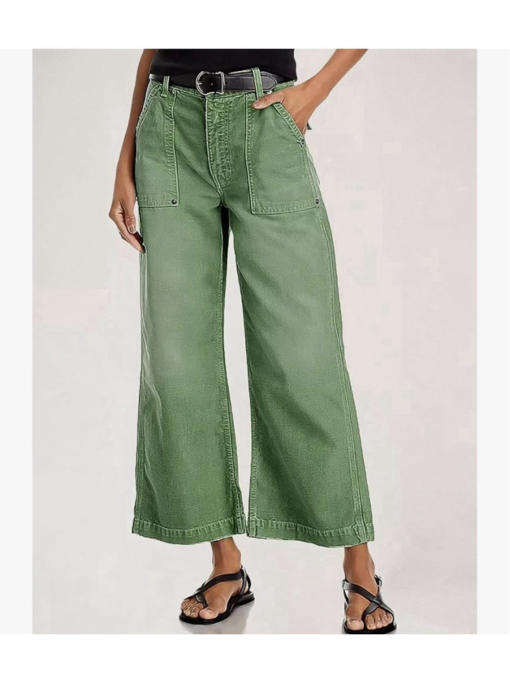 Flamingals Straight Wide Leg Jeans for Women Mid Waisted Casual Raw Hem Denim M - Picture 2 of 6